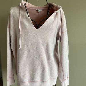 American Eagle Pink Fleece V-Neck Sweateshirt